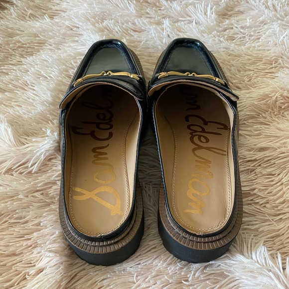 SOLD!! Sam Edelman Black Lennon Lug Sole Buckle Mule Loafer size 6 - Picture 9 of 14